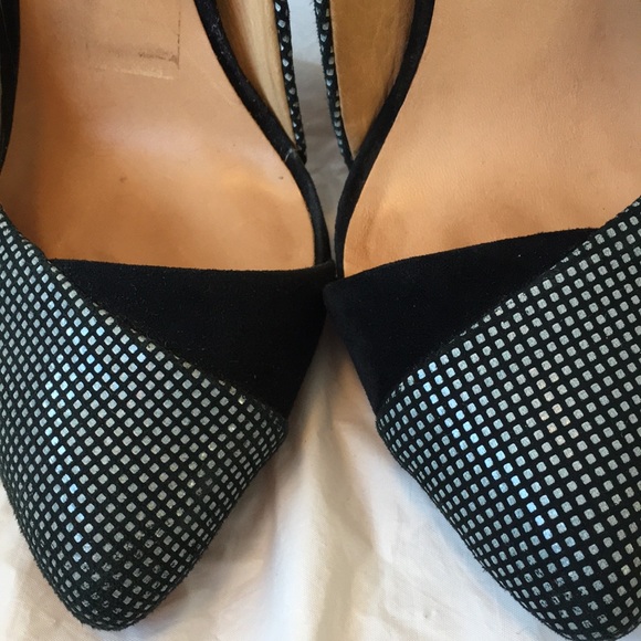 L.A.M.B Black White Leather D’orsay Stiletto Heels Size 8.5 - Picture 3 of 12